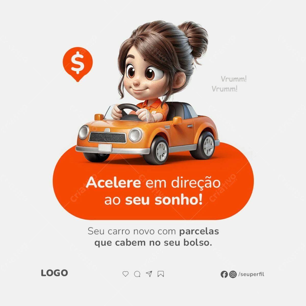 Postagem Mídias Sociais Carro Novo PSD Editável