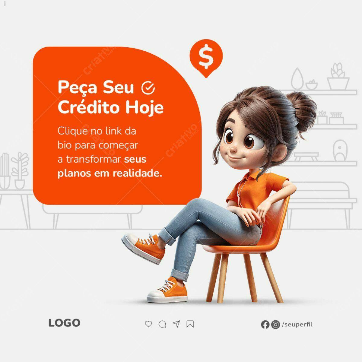 Postagem de Mídias Sociais para Crédito PSD Editável