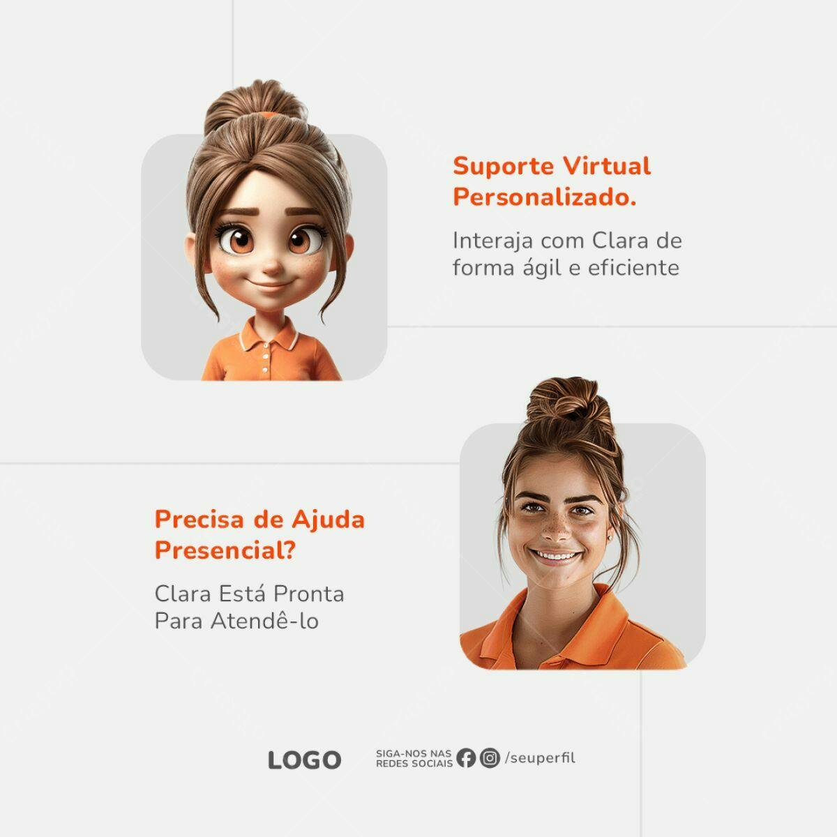 Postagem de Suporte ao Cliente PSD Editável
