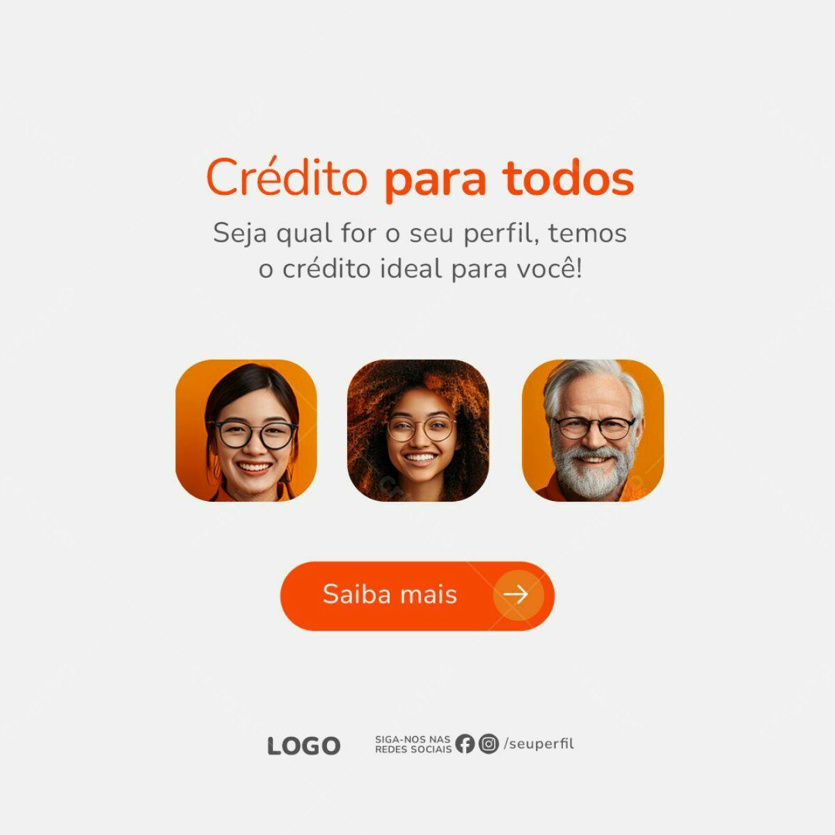 Postagem Mídias Sociais Crédito para Todos PSD Editável