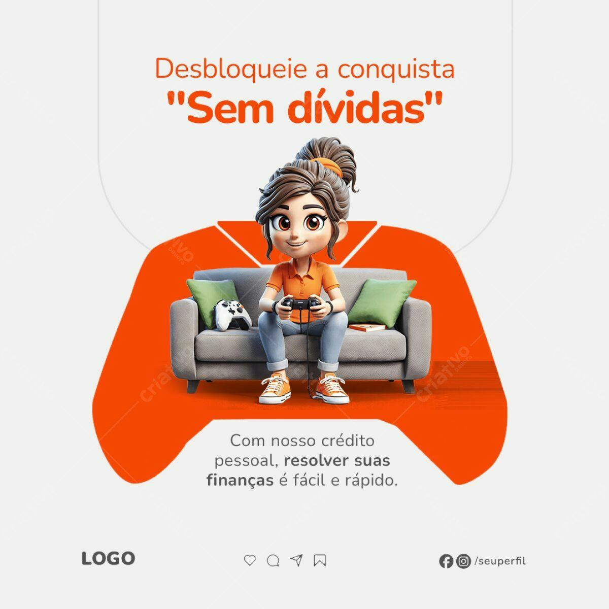 Postagem de Mídias Sociais Crédito Pessoal PSD Editável
