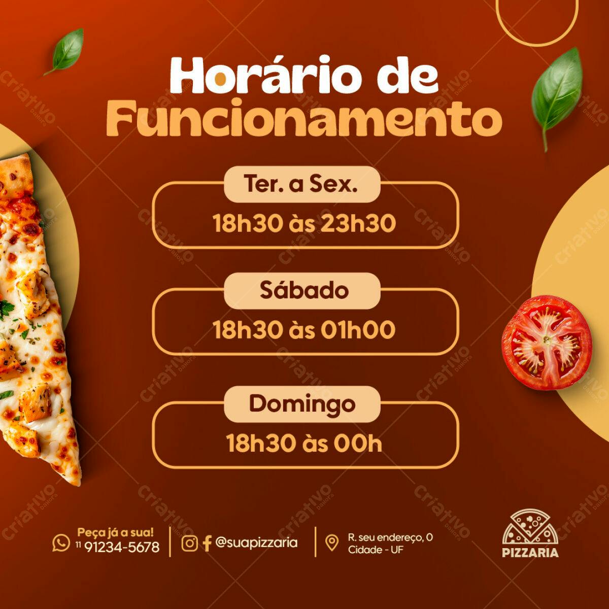 Postagem Instagram Pizzaria PSD Editável