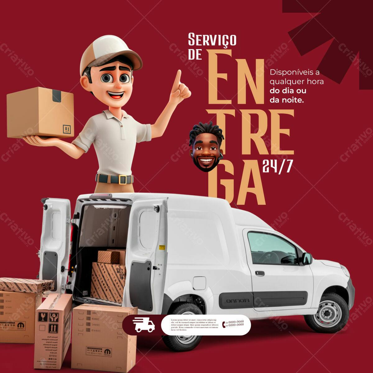 Flyer Serviço de Entrega 24/7 PSD Editável