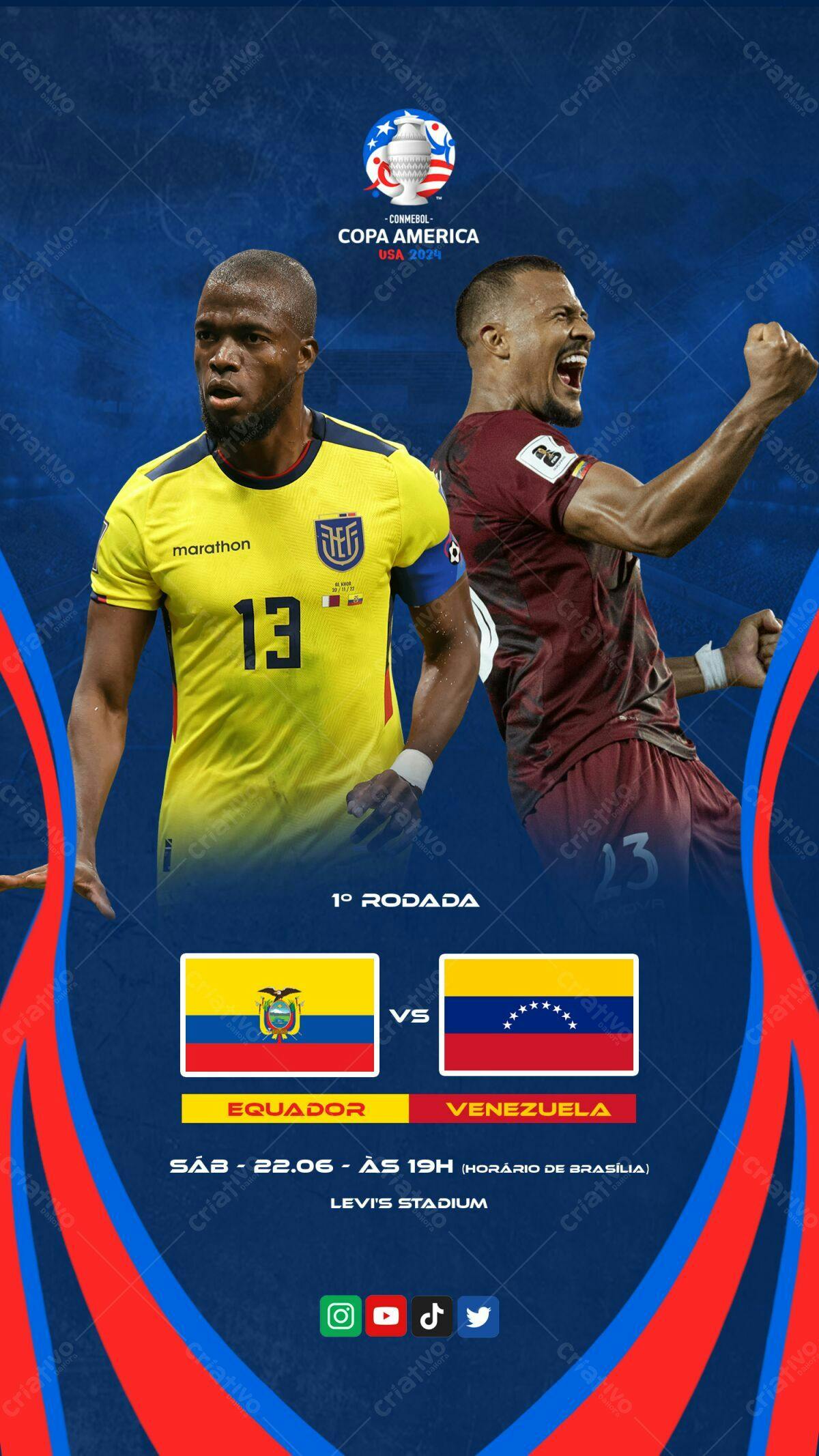 Flyer Copa América Equador x Venezuela PSD Editável