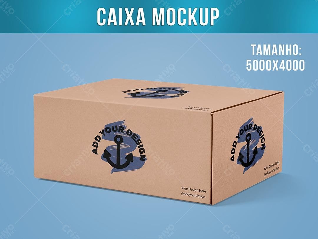 Mockup Caixa de Papelão Marrom com Âncora - Estilo Minimalista