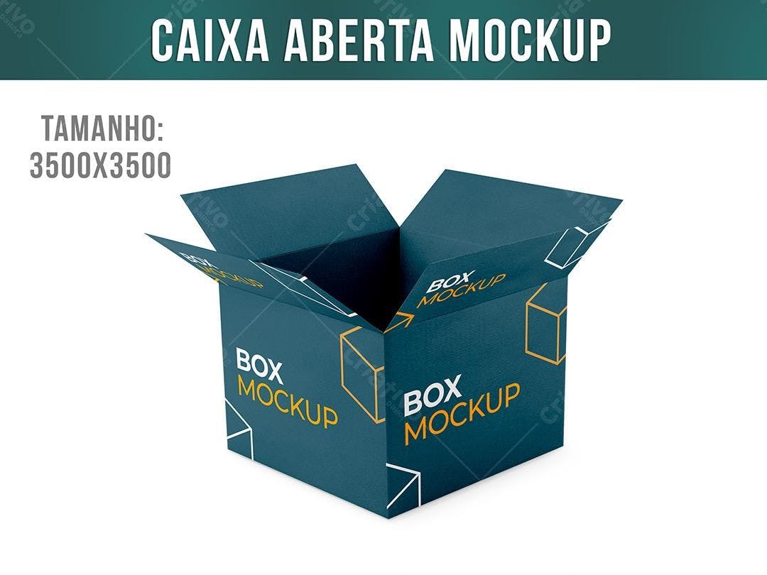 Mockup Caixa Aberta: Design Moderno em Azul Escuro e Amarelo