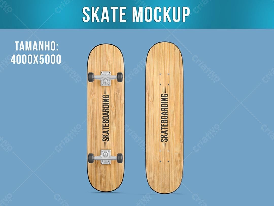 Mockup Realista de Skate em Madeira