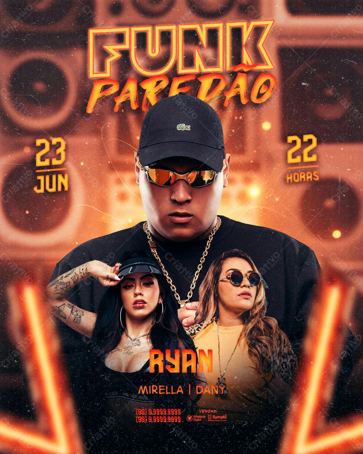Flyer Festa Funk Paredão PSD Editável