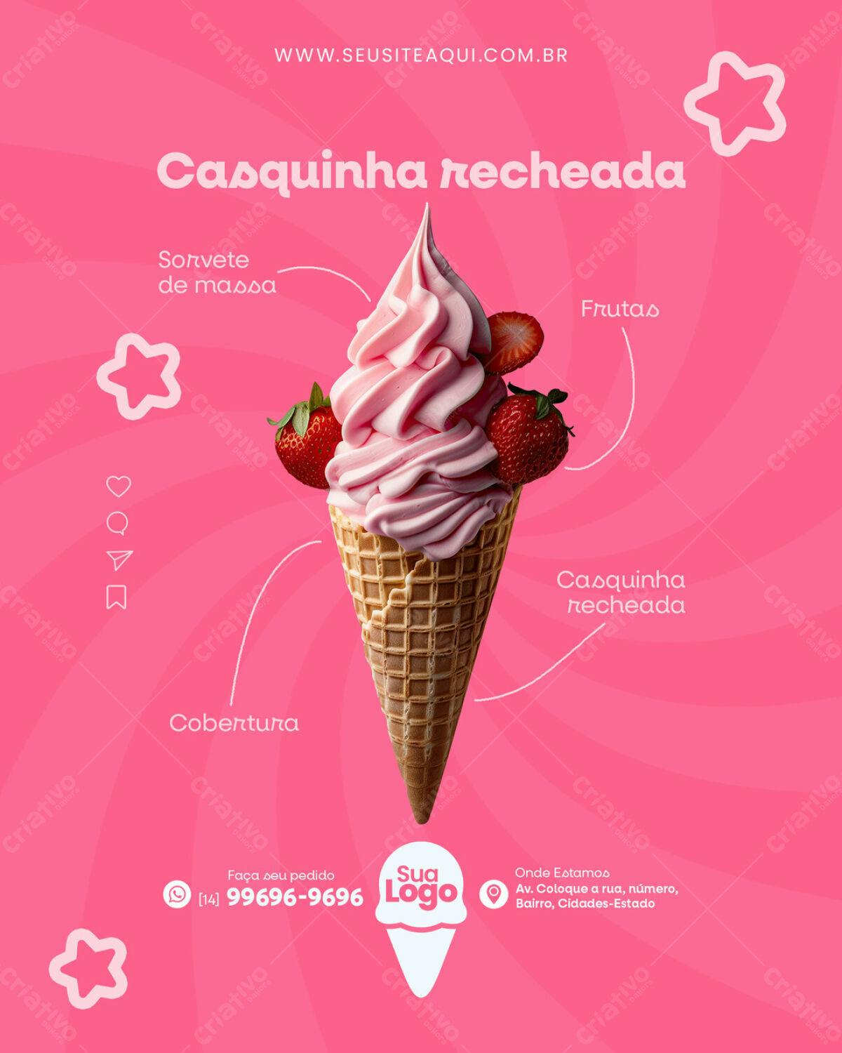 Flyer Casquinha Recheada PSD Editável
