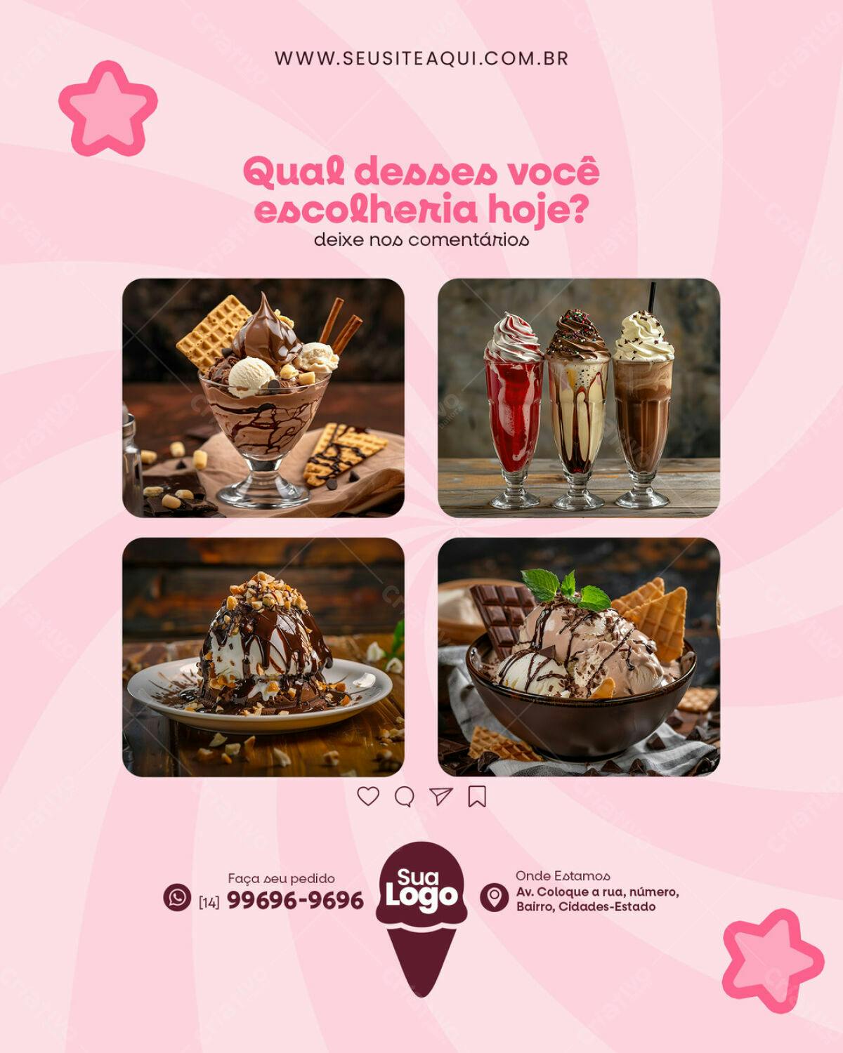 Post para Sorveteria PSD Editável