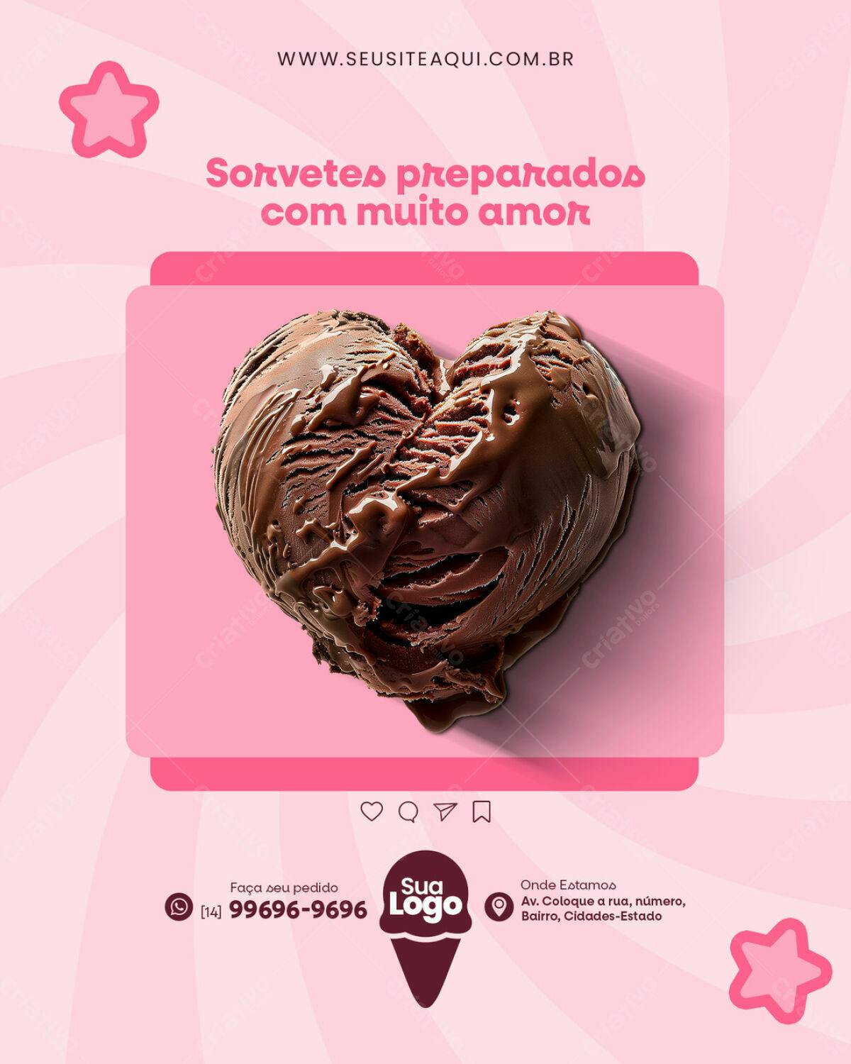 Post para Sorveteria PSD Editável