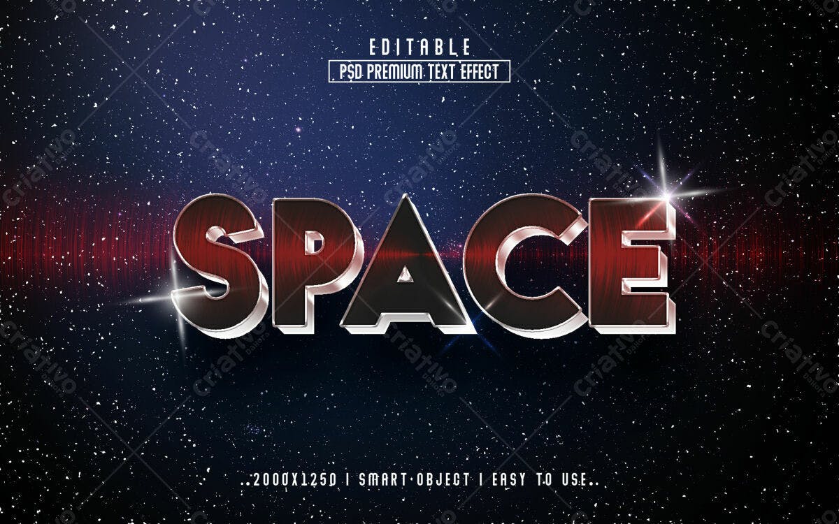 Efeito de Texto PSD para Design Espacial