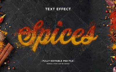 Especiarias 3D Efeito De Texto Psd Editável Estilo Moderno