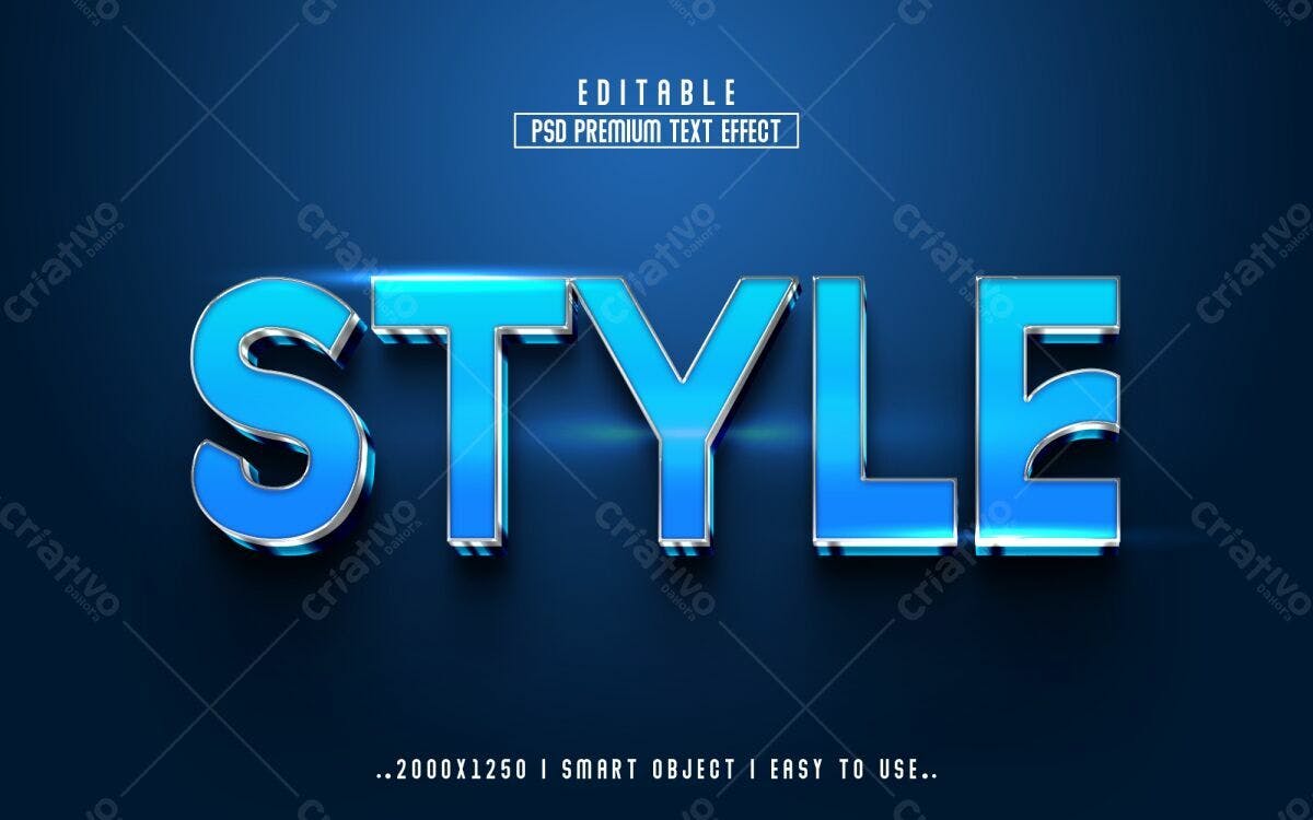 Efeito de Texto Premium Azul PSD Editável