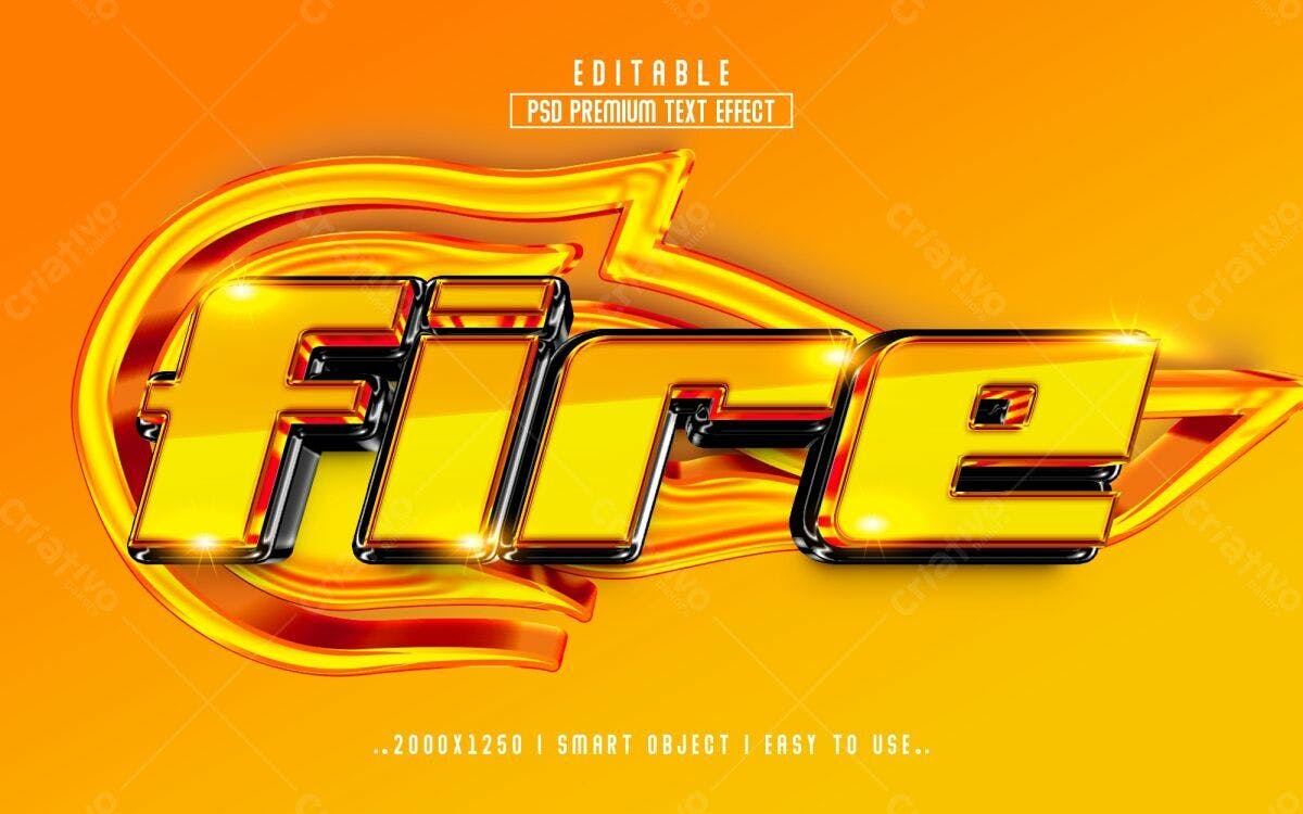 Efeito de Texto Estilo Fogo PSD Editável