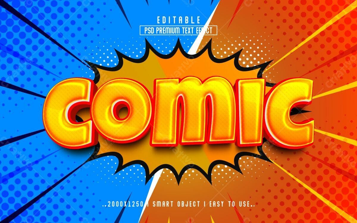 Efeito de Texto em Estilo Comic PSD Editável