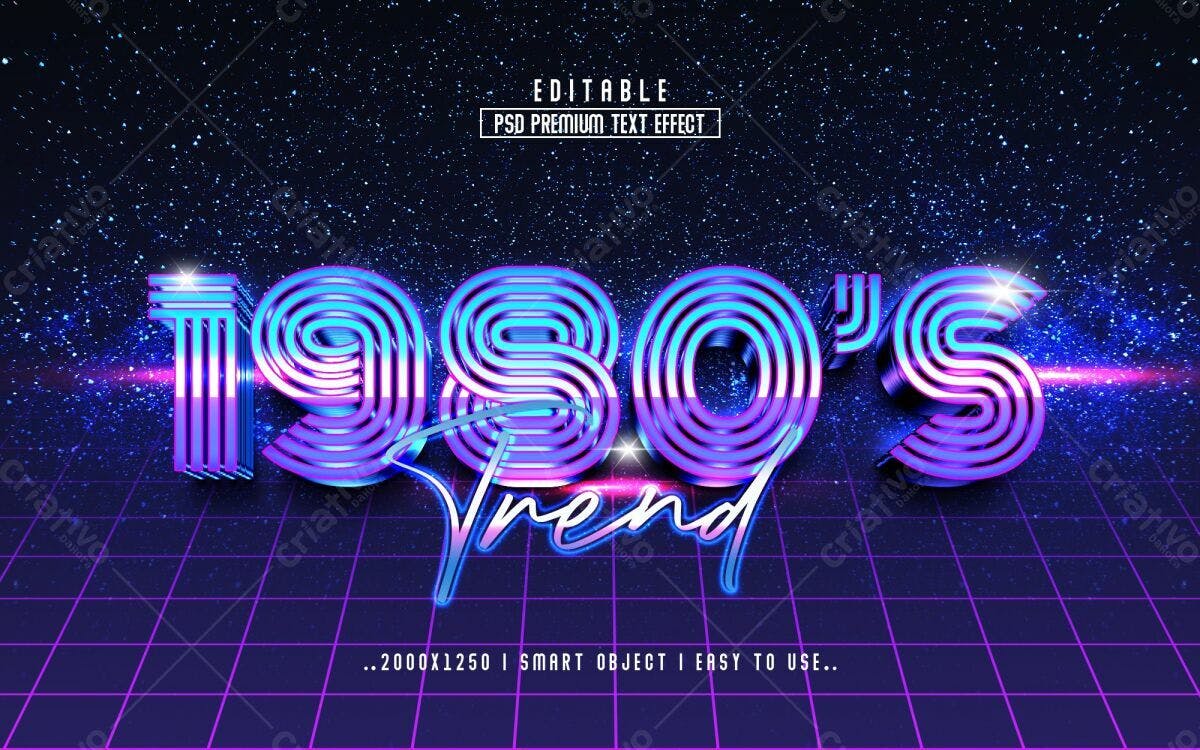 Efeito de Texto anos 80 PSD Editável