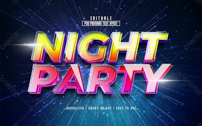 Efeito De Texto Psd Estilo Retrô De Festa Noturna Editável