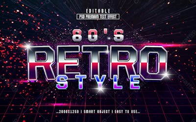 Efeito De Texto Psd Estilo Retro Dos Anos 80 Editável