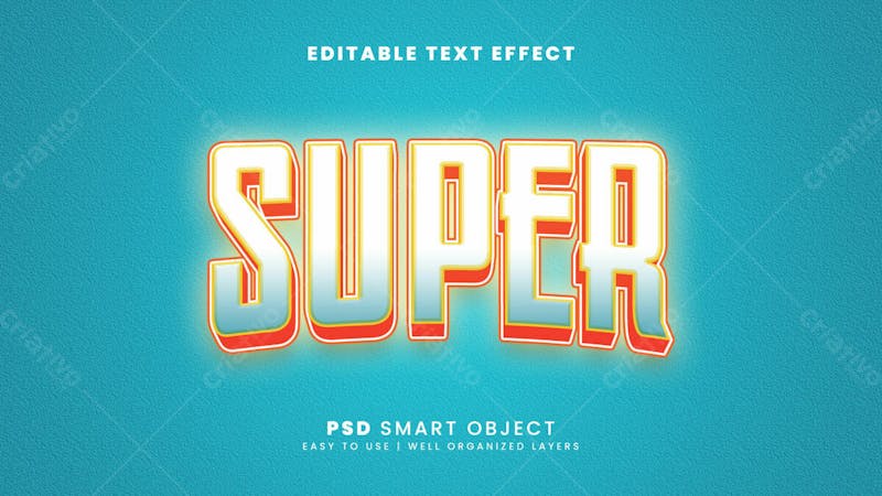 Efeito de texto psd super 3d editável estilo 10