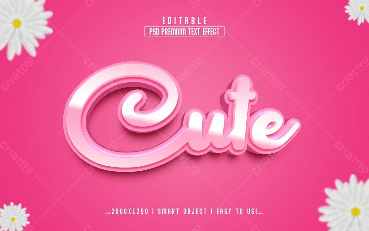 Efeito de Texto PSD Editável para Designs Fofos