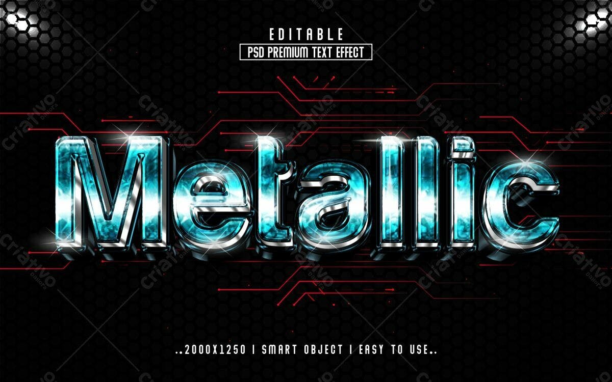 Efeito de Texto Metálico PSD Editável