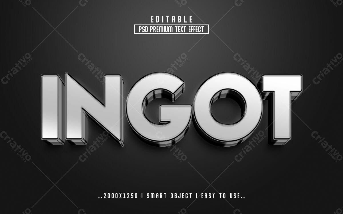 Efeito de Texto Premium Ingot PSD Editável
