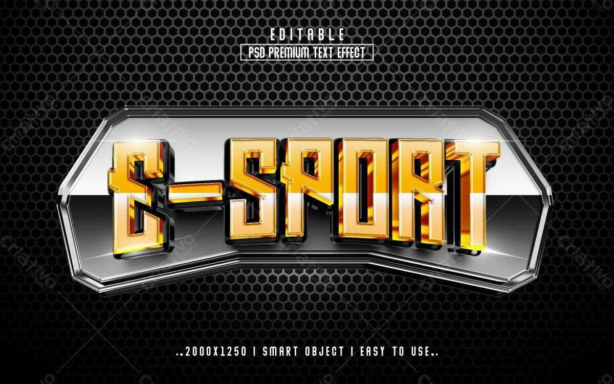 Efeito de Texto E-Sport PSD Editável