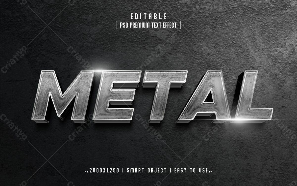 Efeito de Texto Metálico PSD Editável