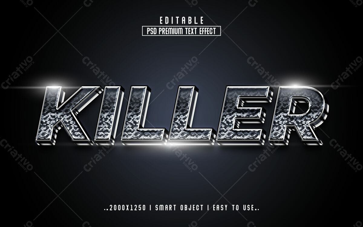 Efeito de Texto PSD Killer Metálico Editável
