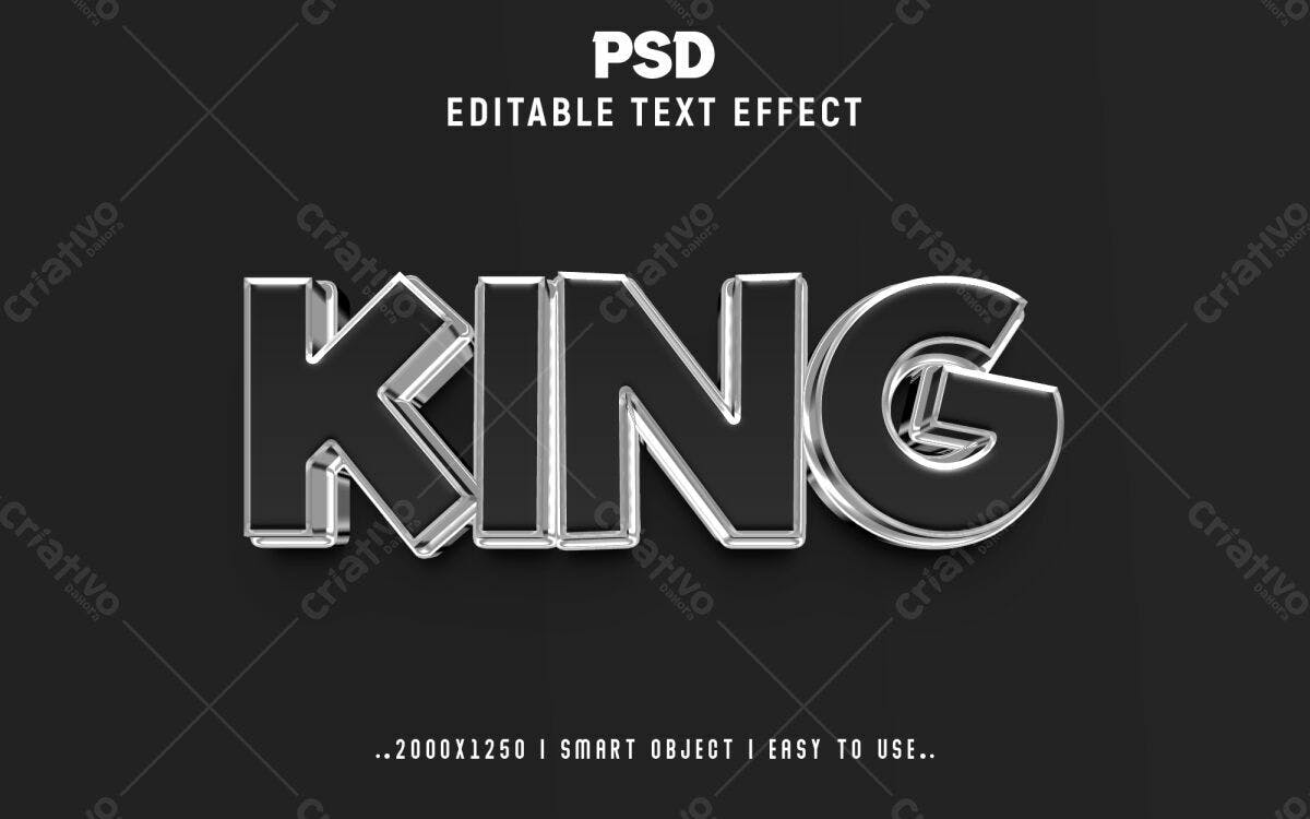 Efeito de Texto 3D KING PSD Editável