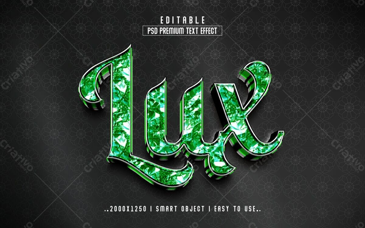 Efeito de Texto Luxuoso em Verde Esmeralda PSD Editável