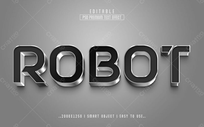 Estilo de efeito de texto editável robô 3d