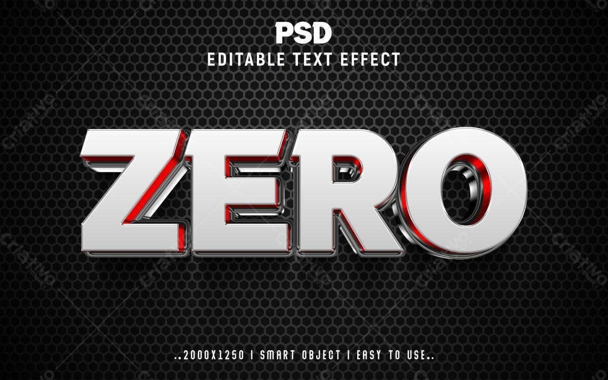 Efeito de Texto 3D Zero PSD Editável