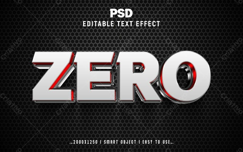 Estilo de efeito de texto editável zero 3d