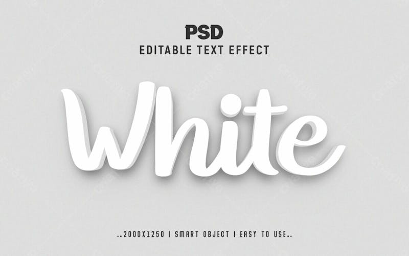 Estilo de efeito de texto psd editável 3d branco 1