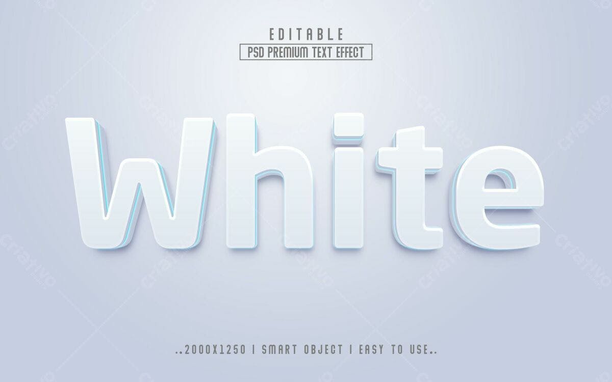Efeito de Texto 3D Branco PSD Editável