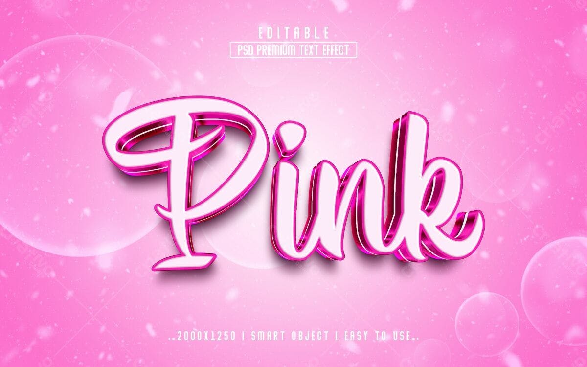Efeito de Texto Pink PSD Editável