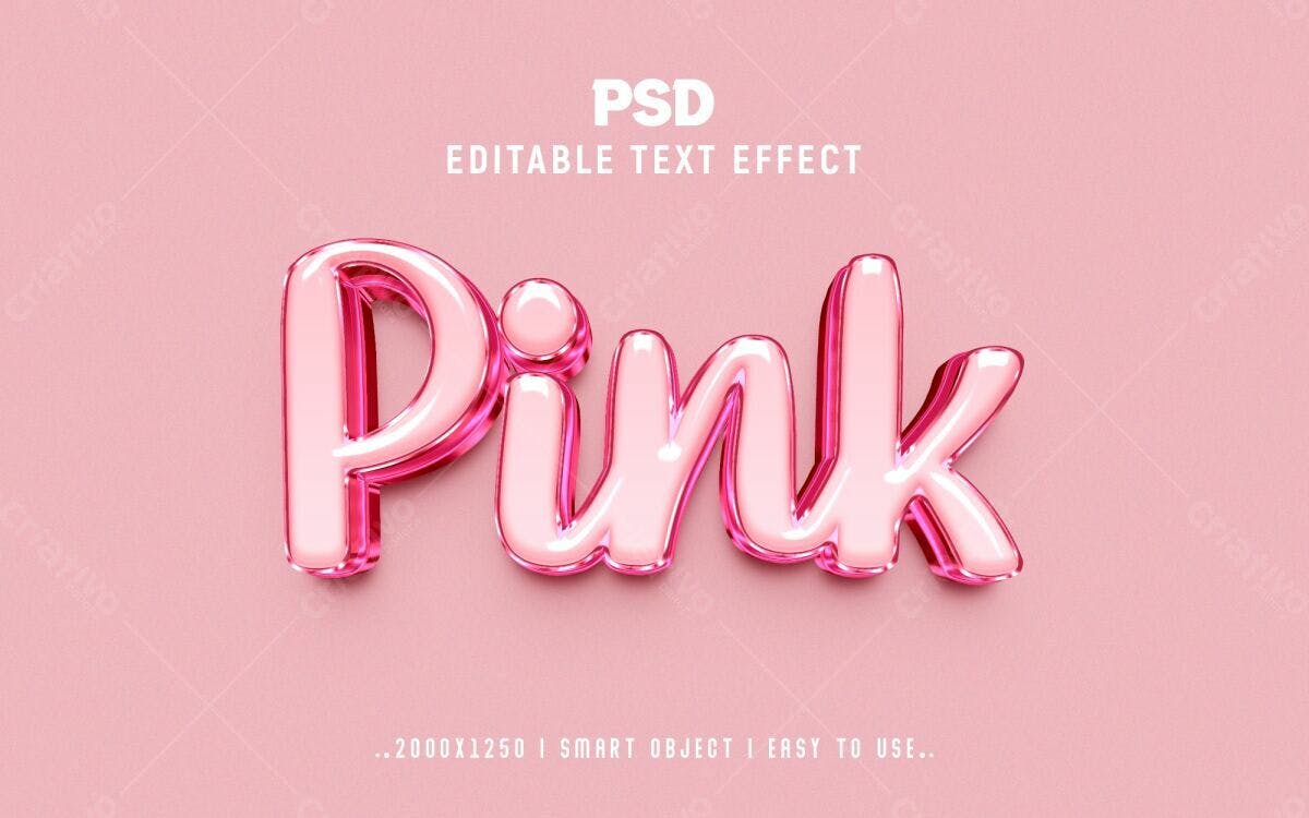 Efeito de Texto Pink PSD Editável