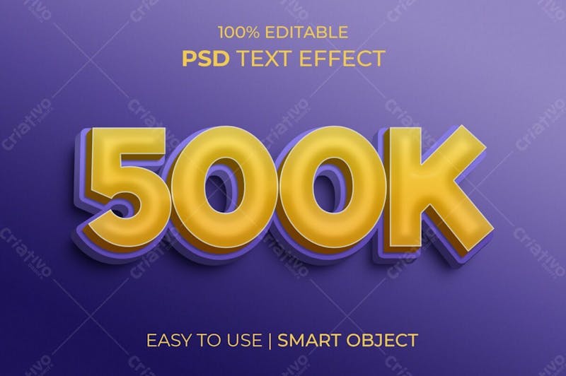 Estilo de efeito de texto psd editável 500k 3d