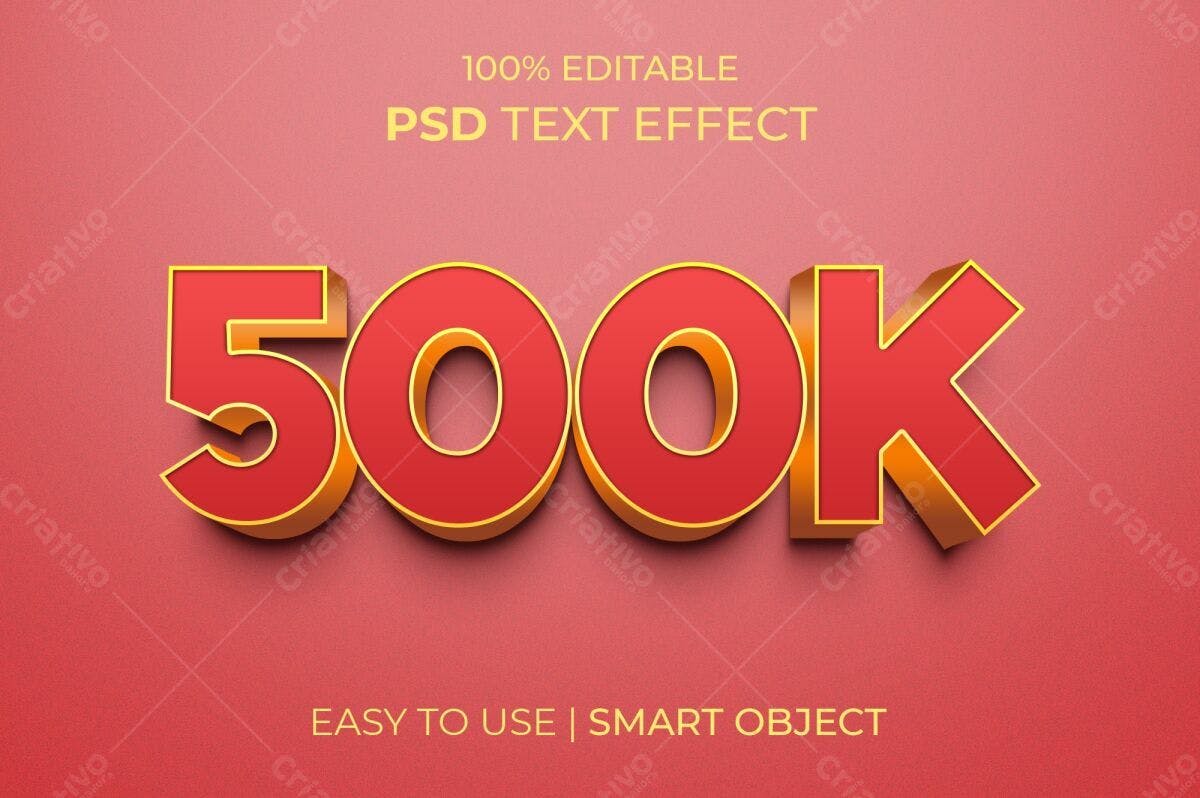 Efeito de Texto 500K PSD Editável