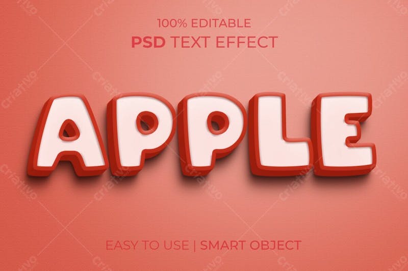 Estilo de efeito de texto psd editável apple 3d