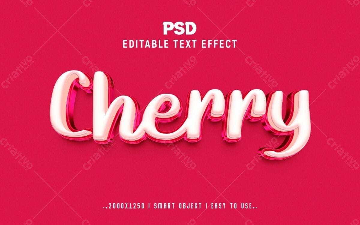 Efeito de Texto Cherry PSD Editável