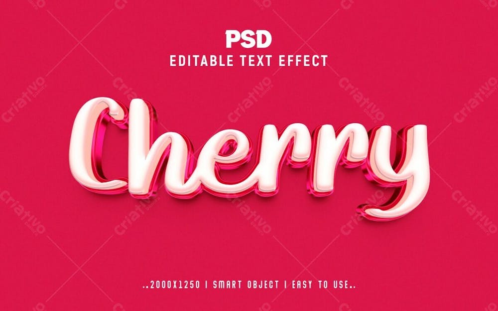 Estilo De Efeito De Texto Psd Editável Cereja 3D