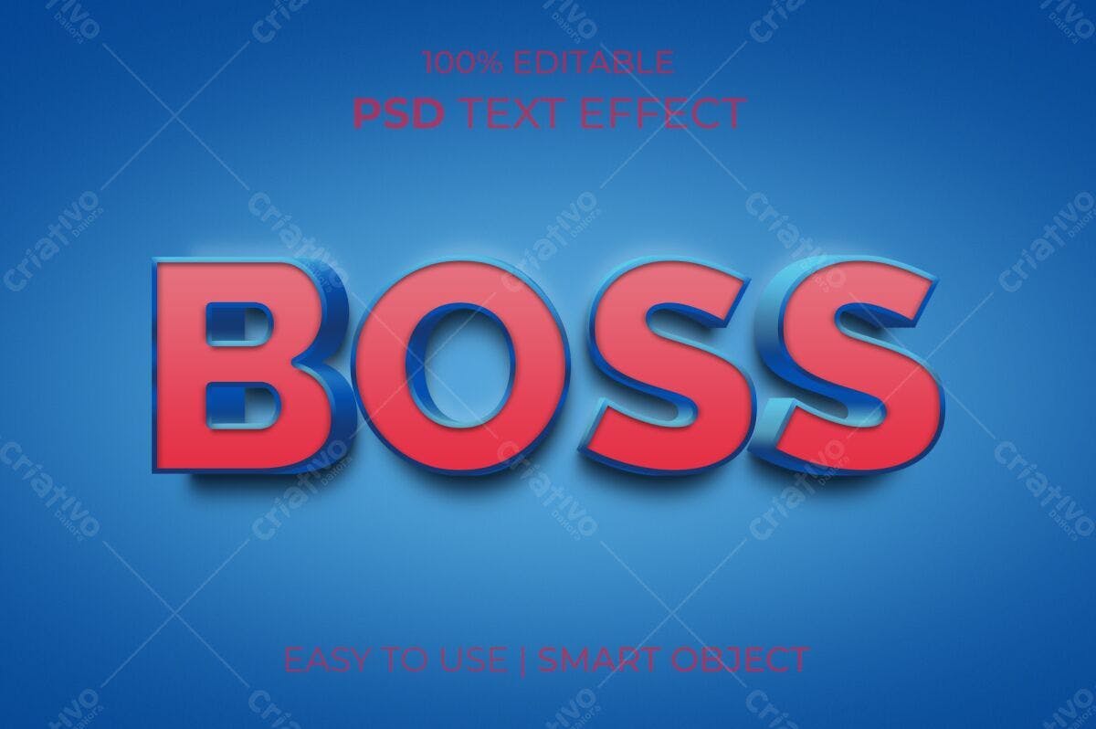 Efeito de Texto 3D Boss PSD Editável