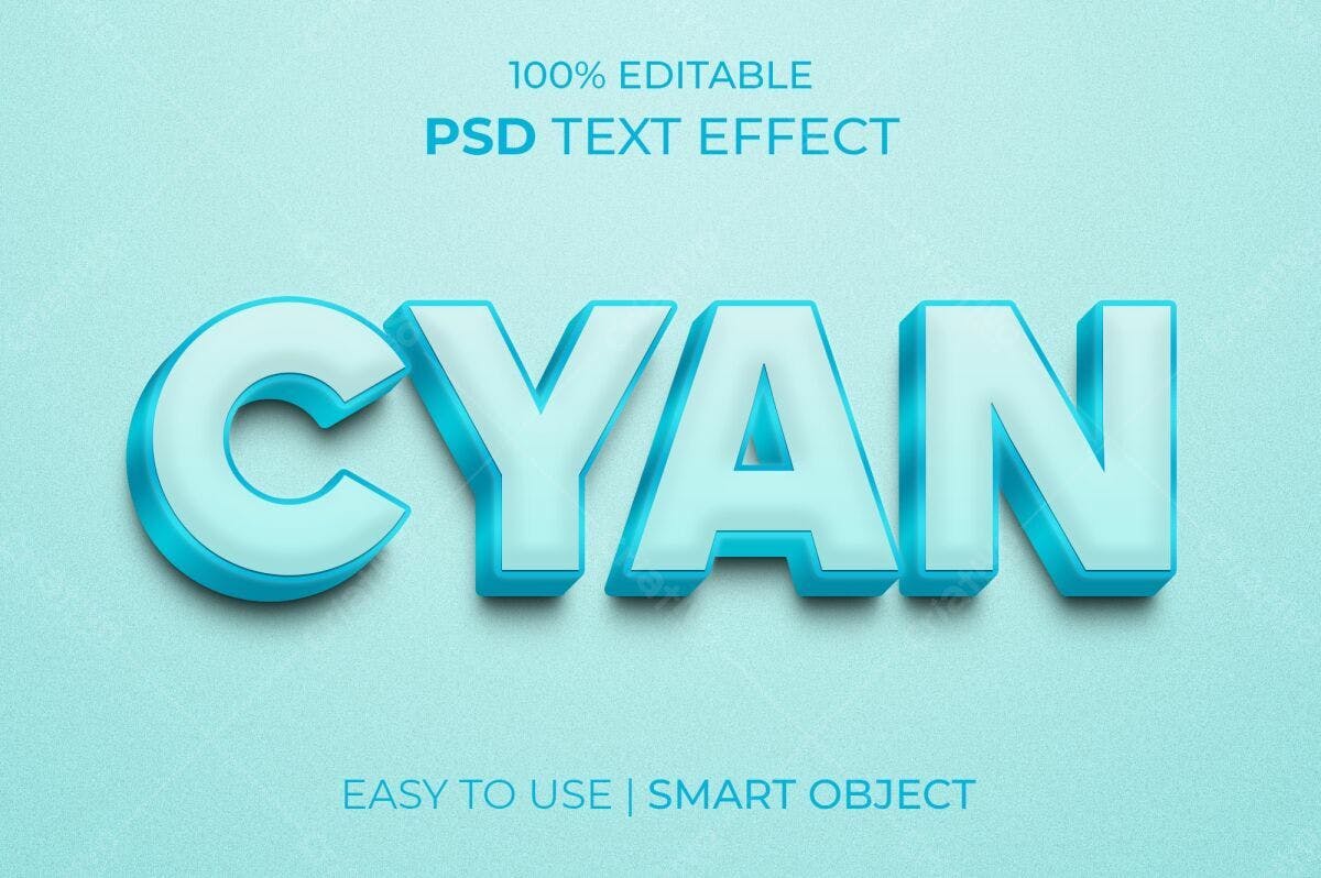 Efeito de Texto Cyan PSD Editável