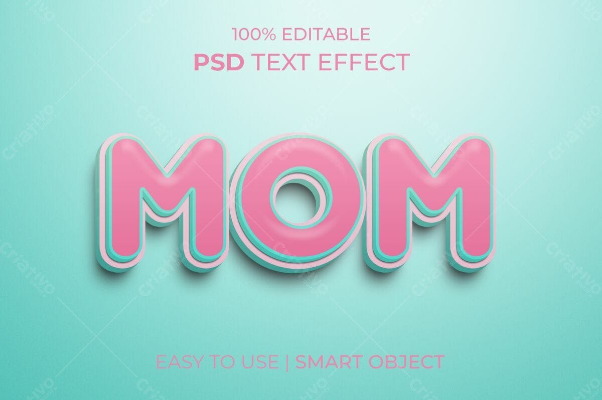 Efeito de Texto Dia das Mães PSD Editável