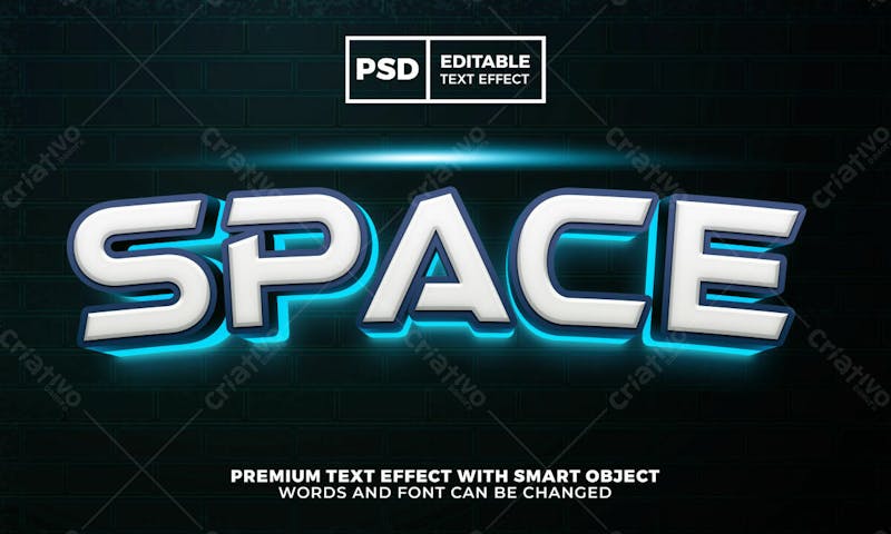 Estilo de efeito de texto editável em 3d com brilho de galáxia espacial