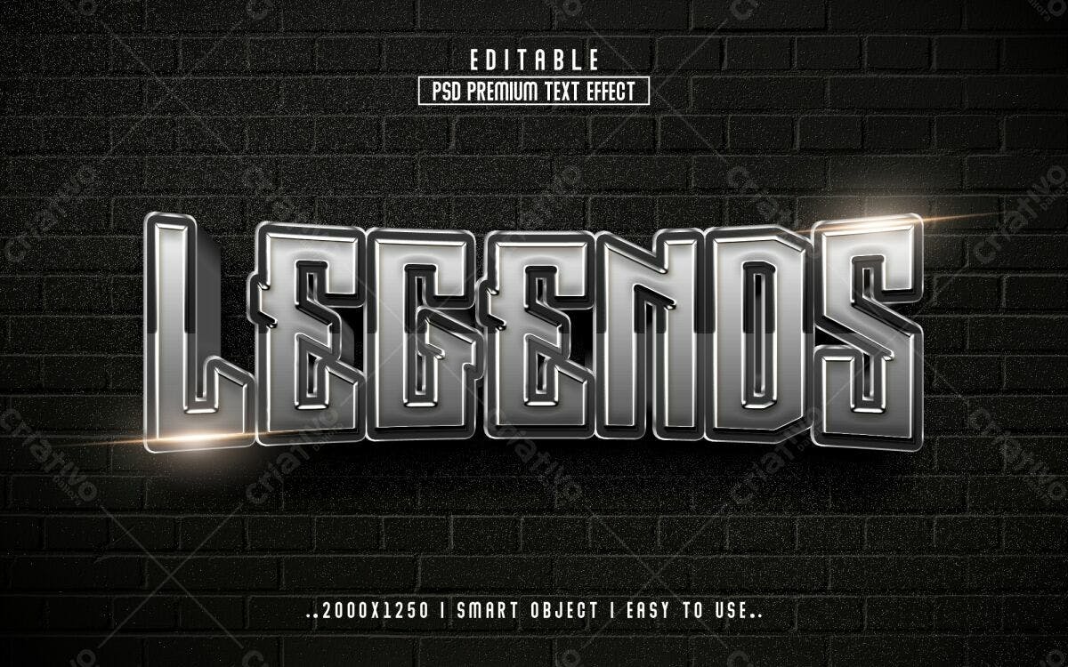 Efeito de Texto Premium Legends PSD Editável