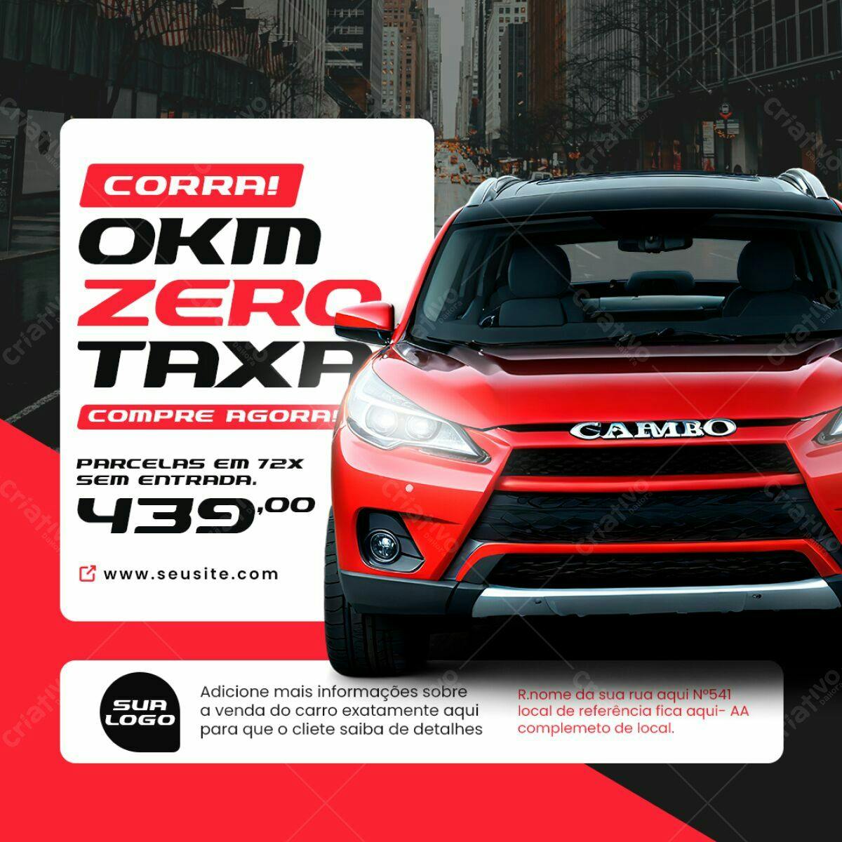 Flyer Promoção Carro 0km Zero Taxa PSD Editável